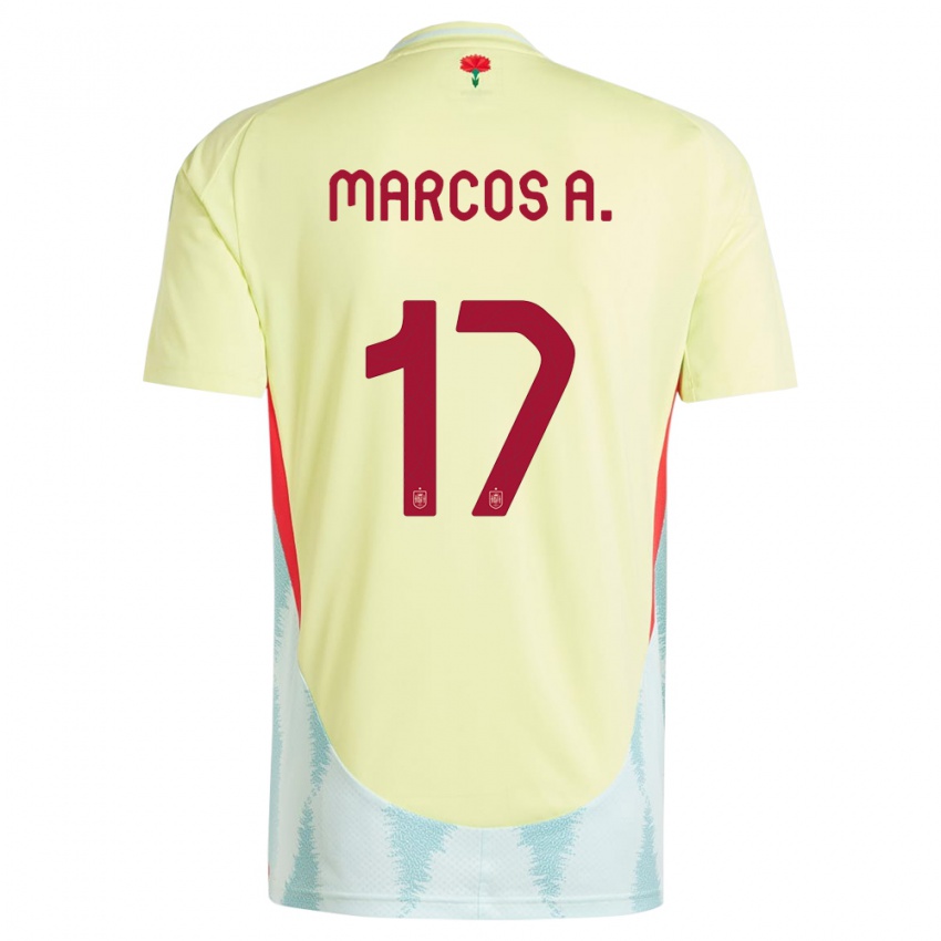 Gyermek Spanyolország Marcos Alonso #17 Sárga Idegenbeli Jersey 24-26 Mez Póló Ing