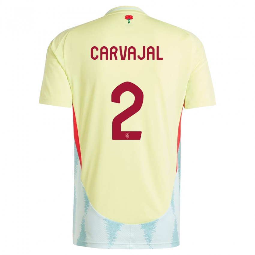 Gyermek Spanyolország Daniel Carvajal #2 Sárga Idegenbeli Jersey 24-26 Mez Póló Ing