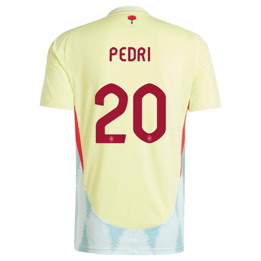 Gyermek Spanyolország Pedri #20 Sárga Idegenbeli Jersey 24-26 Mez Póló Ing