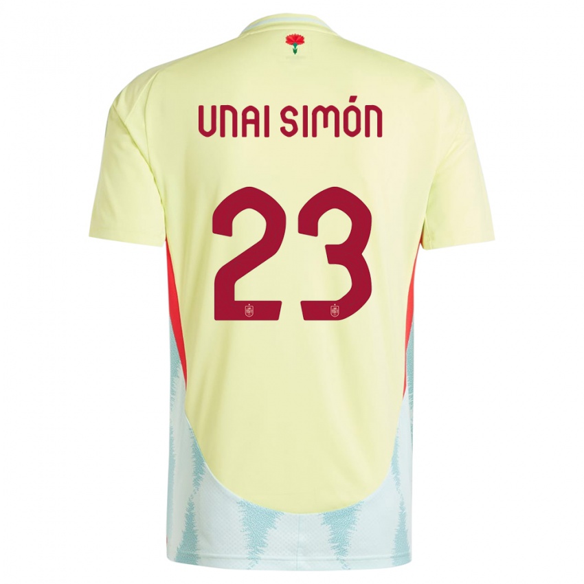 Gyermek Spanyolország Unai Simon #23 Sárga Idegenbeli Jersey 24-26 Mez Póló Ing