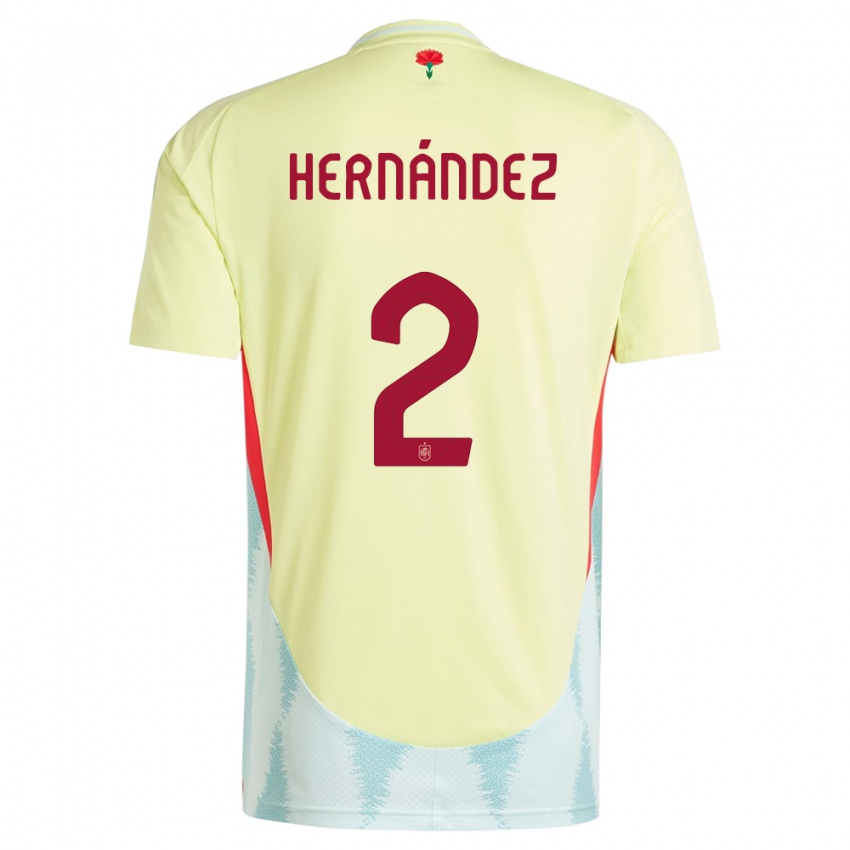 Gyermek Spanyolország Oihane Hernandez #2 Sárga Idegenbeli Jersey 24-26 Mez Póló Ing