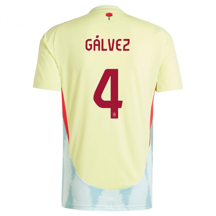 Gyermek Spanyolország Rocio Galvez #4 Sárga Idegenbeli Jersey 24-26 Mez Póló Ing