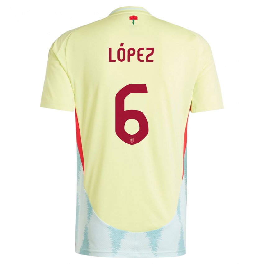 Gyermek Spanyolország Maitane Lopez #6 Sárga Idegenbeli Jersey 24-26 Mez Póló Ing