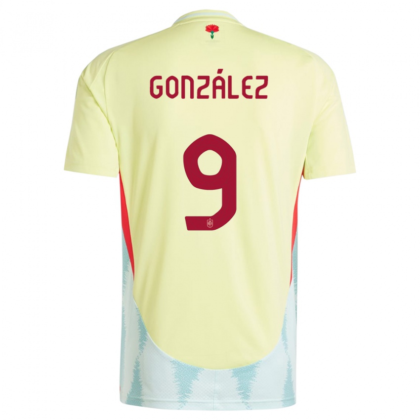 Gyermek Spanyolország Esther Gonzalez #9 Sárga Idegenbeli Jersey 24-26 Mez Póló Ing