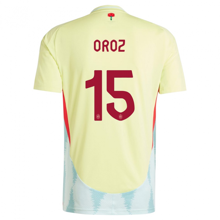 Gyermek Spanyolország Maite Oroz #15 Sárga Idegenbeli Jersey 24-26 Mez Póló Ing