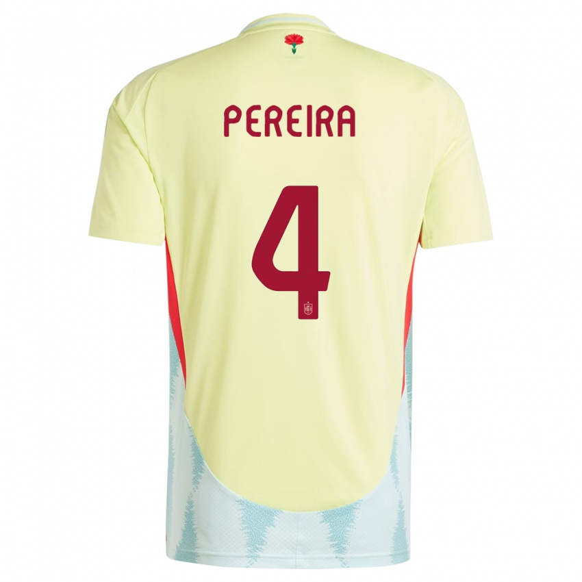 Gyermek Spanyolország Andrea Pereira #4 Sárga Idegenbeli Jersey 24-26 Mez Póló Ing