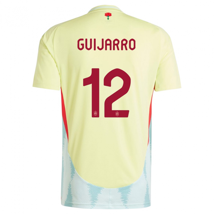 Gyermek Spanyolország Patricia Guijarro #12 Sárga Idegenbeli Jersey 24-26 Mez Póló Ing