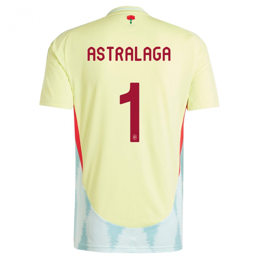 Gyermek Spanyolország Ander Astralaga #1 Sárga Idegenbeli Jersey 24-26 Mez Póló Ing