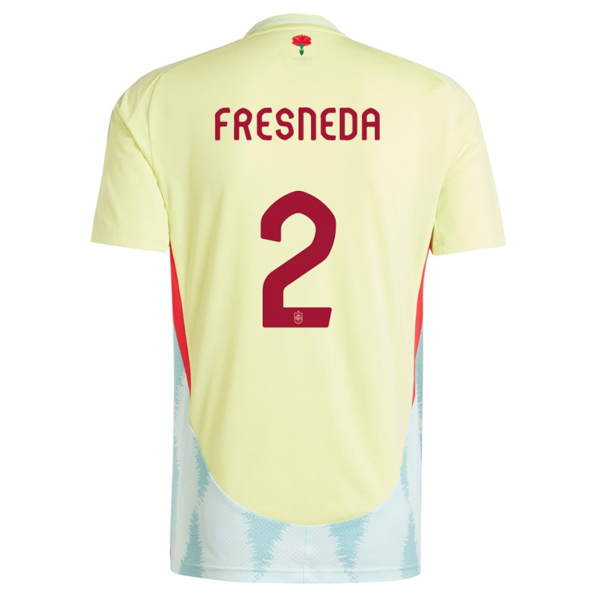 Gyermek Spanyolország Ivan Fresneda #2 Sárga Idegenbeli Jersey 24-26 Mez Póló Ing