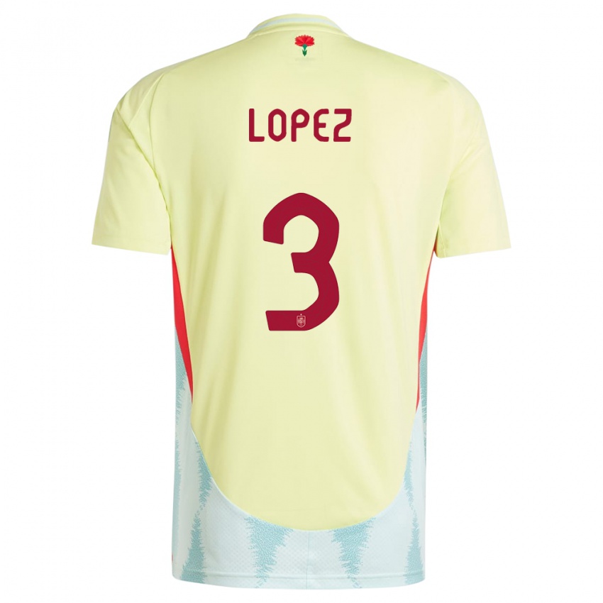 Gyermek Spanyolország Juan Lopez #3 Sárga Idegenbeli Jersey 24-26 Mez Póló Ing