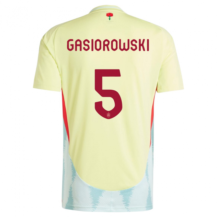 Gyermek Spanyolország Yarek Gasiorowski #5 Sárga Idegenbeli Jersey 24-26 Mez Póló Ing