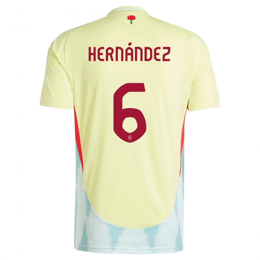 Gyermek Spanyolország Gerard Hernandez #6 Sárga Idegenbeli Jersey 24-26 Mez Póló Ing