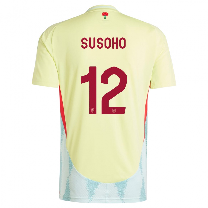 Gyermek Spanyolország Mahamadou Susoho #12 Sárga Idegenbeli Jersey 24-26 Mez Póló Ing