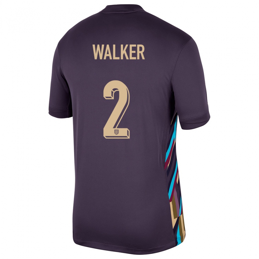 Gyermek Anglia Kyle Walker #2 Sötét Mazsola Idegenbeli Jersey 24-26 Mez Póló Ing