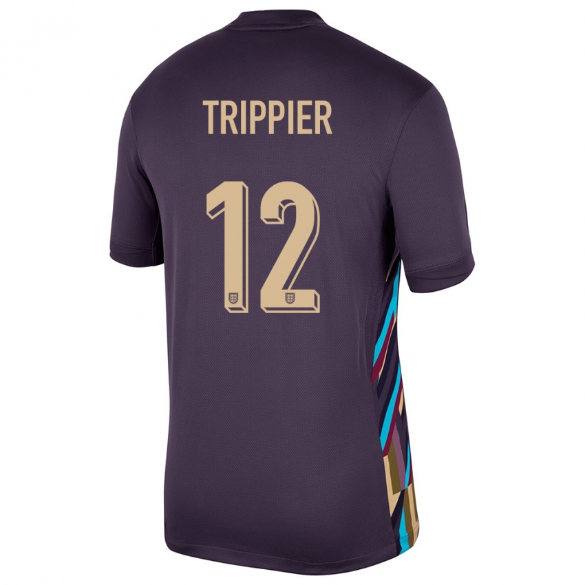 Gyermek Anglia Kieran Trippier #12 Sötét Mazsola Idegenbeli Jersey 24-26 Mez Póló Ing