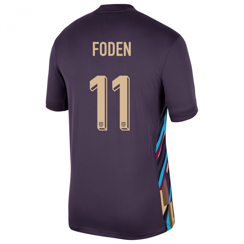 Gyermek Anglia Phil Foden #11 Sötét Mazsola Idegenbeli Jersey 24-26 Mez Póló Ing