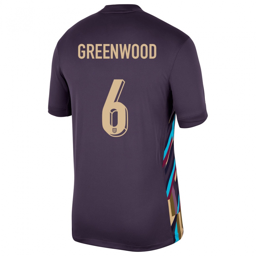 Gyermek Anglia Alex Greenwood #6 Sötét Mazsola Idegenbeli Jersey 24-26 Mez Póló Ing