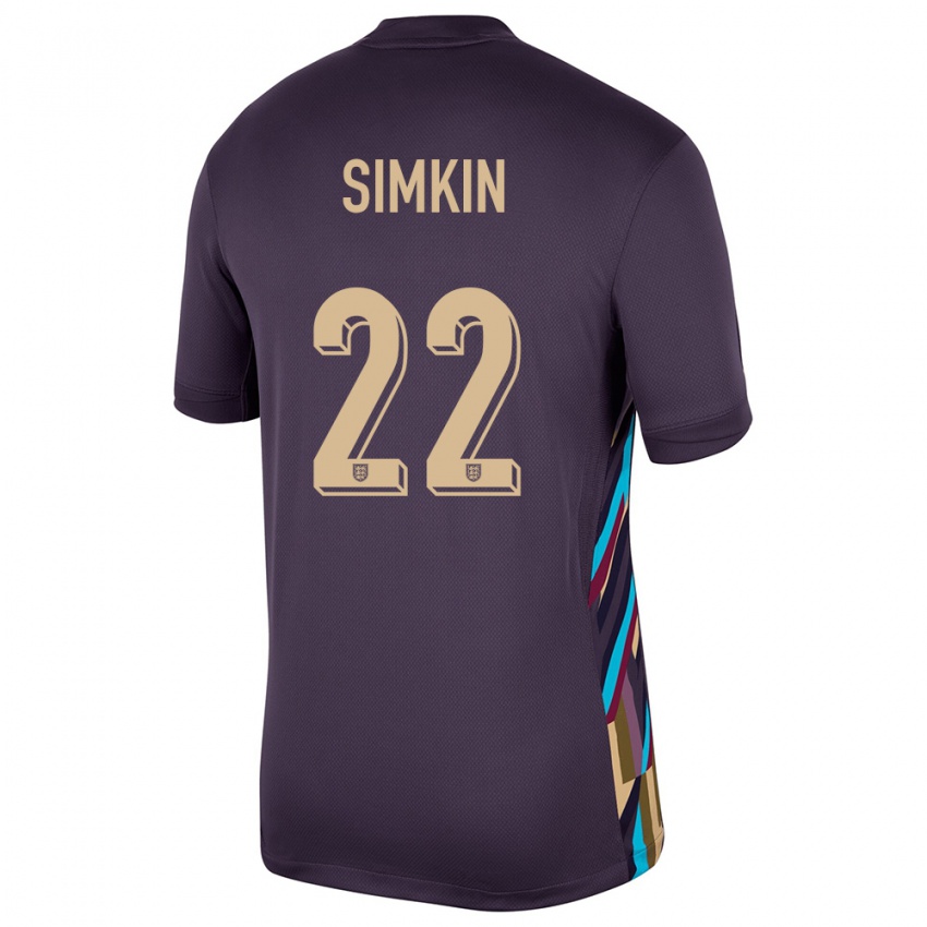 Gyermek Anglia Tommy Simkin #22 Sötét Mazsola Idegenbeli Jersey 24-26 Mez Póló Ing