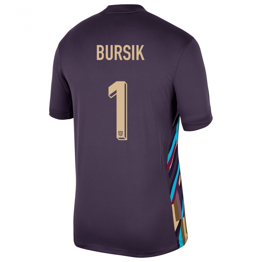 Gyermek Anglia Josef Bursik #1 Sötét Mazsola Idegenbeli Jersey 24-26 Mez Póló Ing