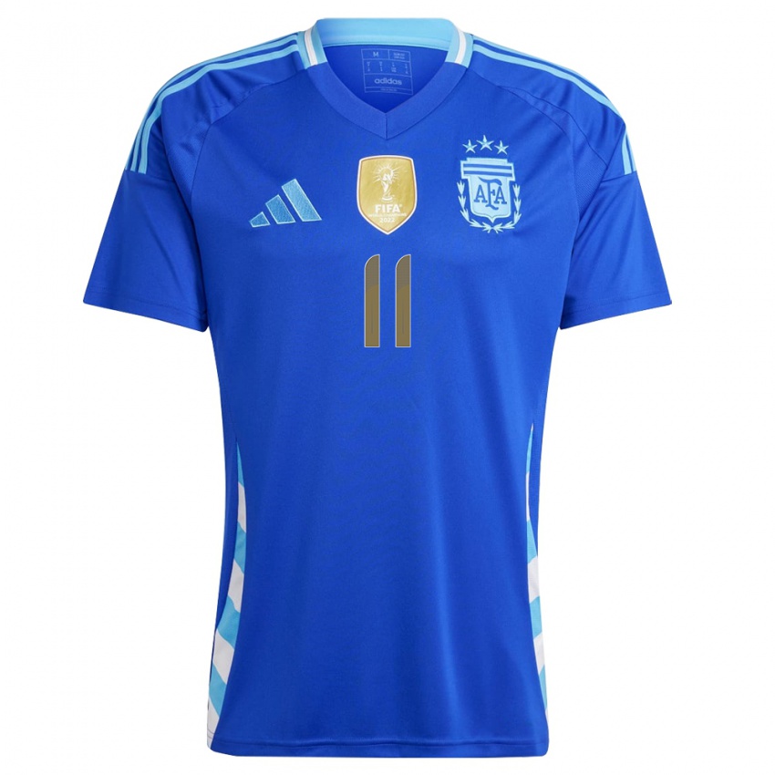 Gyermek Argentína Angel Di Maria #11 Kék Idegenbeli Jersey 24-26 Mez Póló Ing