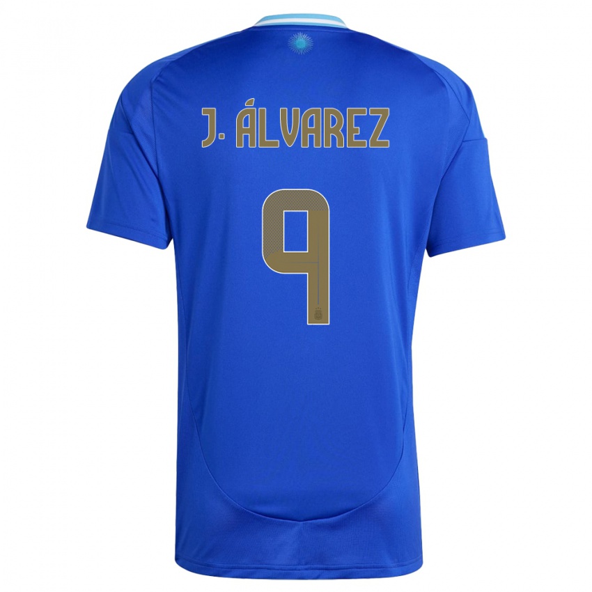 Gyermek Argentína Julian Alvarez #9 Kék Idegenbeli Jersey 24-26 Mez Póló Ing