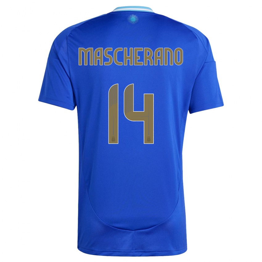 Gyermek Argentína Javier Mascherano #14 Kék Idegenbeli Jersey 24-26 Mez Póló Ing