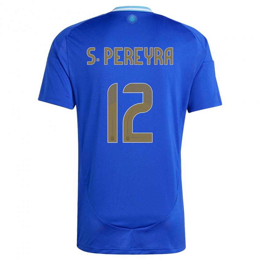 Gyermek Argentína Solana Pereyra #12 Kék Idegenbeli Jersey 24-26 Mez Póló Ing