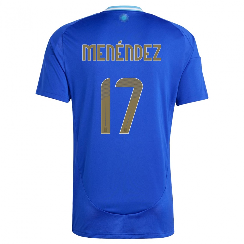 Gyermek Argentína Milagros Menendez #17 Kék Idegenbeli Jersey 24-26 Mez Póló Ing