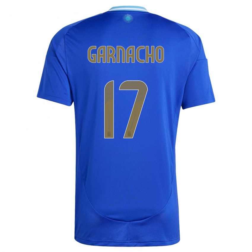 Gyermek Argentína Alejandro Garnacho #17 Kék Idegenbeli Jersey 24-26 Mez Póló Ing