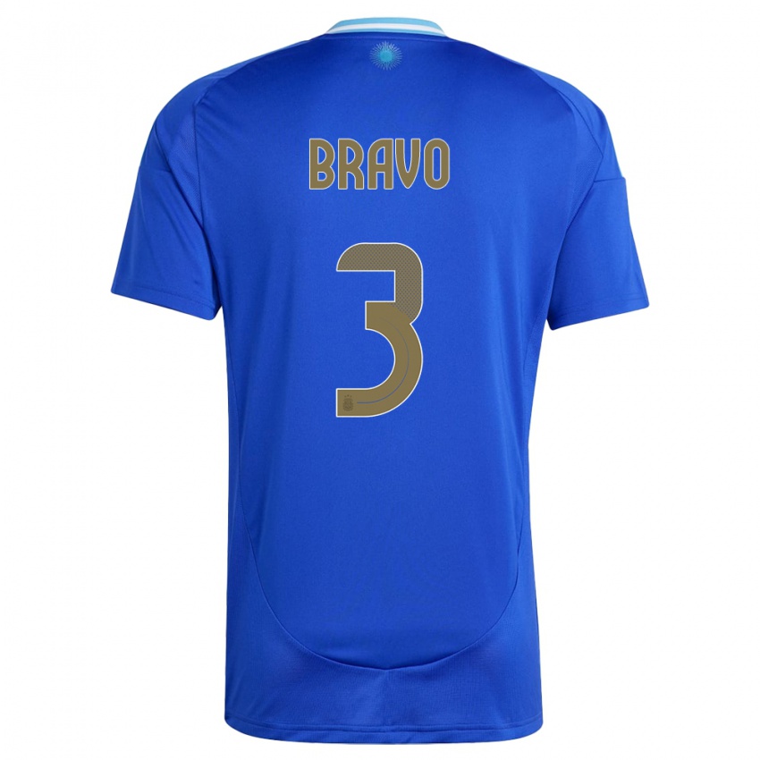 Gyermek Argentína Claudio Bravo #3 Kék Idegenbeli Jersey 24-26 Mez Póló Ing