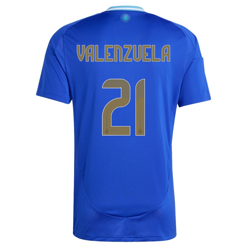 Gyermek Argentína Fernando Valenzuela #21 Kék Idegenbeli Jersey 24-26 Mez Póló Ing