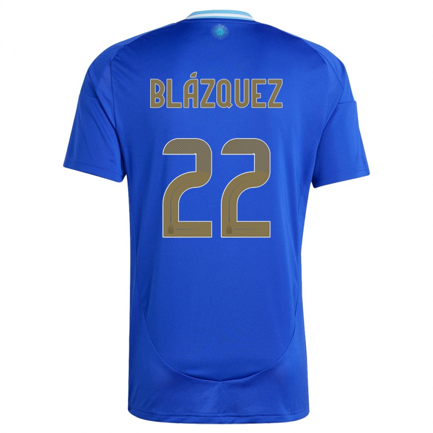 Gyermek Argentína Joaquin Blazquez #22 Kék Idegenbeli Jersey 24-26 Mez Póló Ing