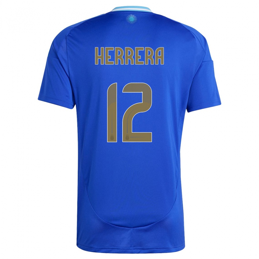 Gyermek Argentína Franco Herrera #12 Kék Idegenbeli Jersey 24-26 Mez Póló Ing