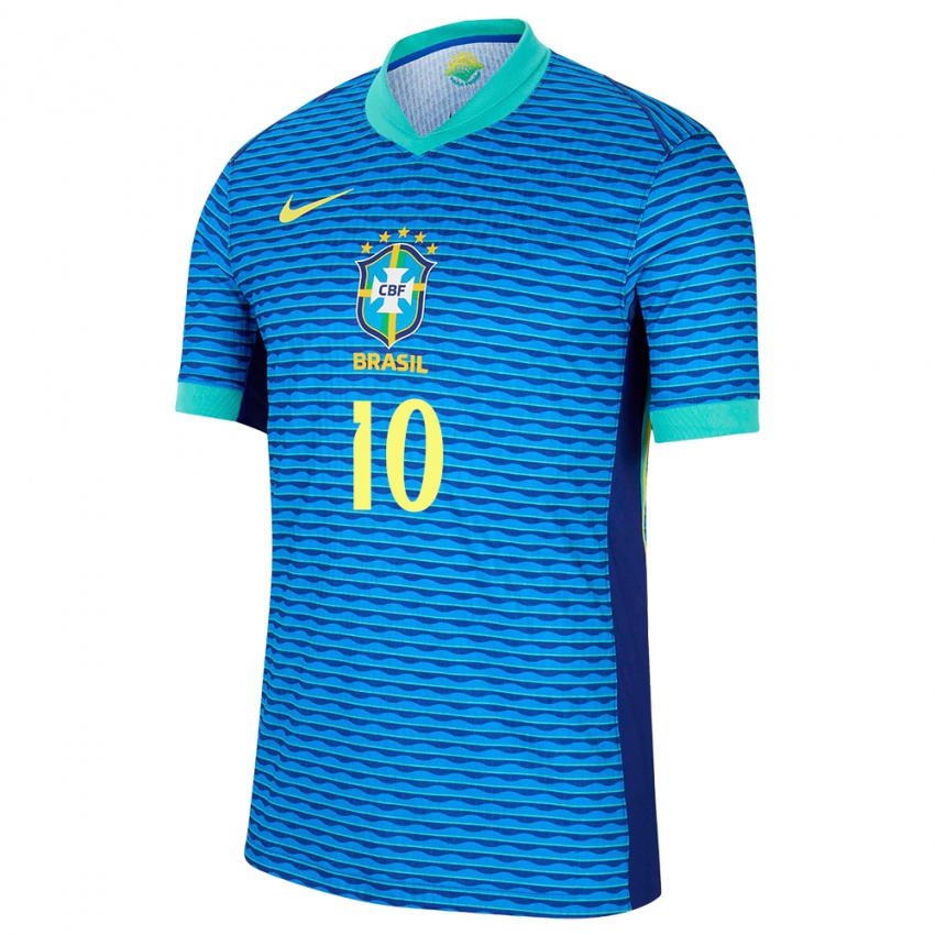 Gyermek Brazília Neymar #10 Kék Idegenbeli Jersey 24-26 Mez Póló Ing