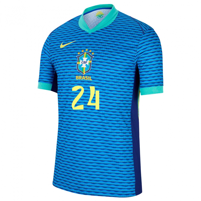 Gyermek Brazília Ederson #24 Kék Idegenbeli Jersey 24-26 Mez Póló Ing