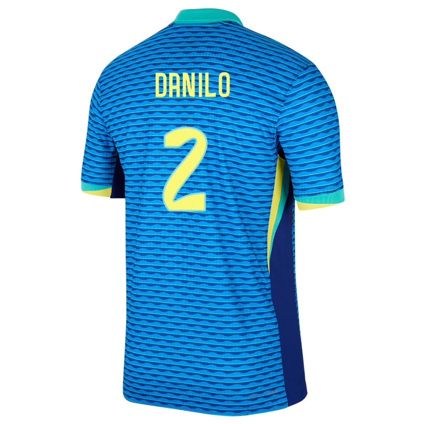 Gyermek Brazília Danilo #2 Kék Idegenbeli Jersey 24-26 Mez Póló Ing