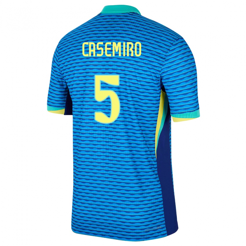 Gyermek Brazília Casemiro #5 Kék Idegenbeli Jersey 24-26 Mez Póló Ing