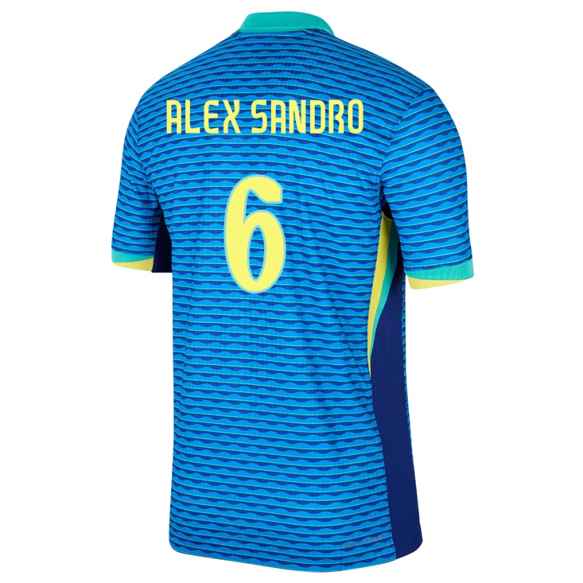 Gyermek Brazília Alex Sandro #6 Kék Idegenbeli Jersey 24-26 Mez Póló Ing