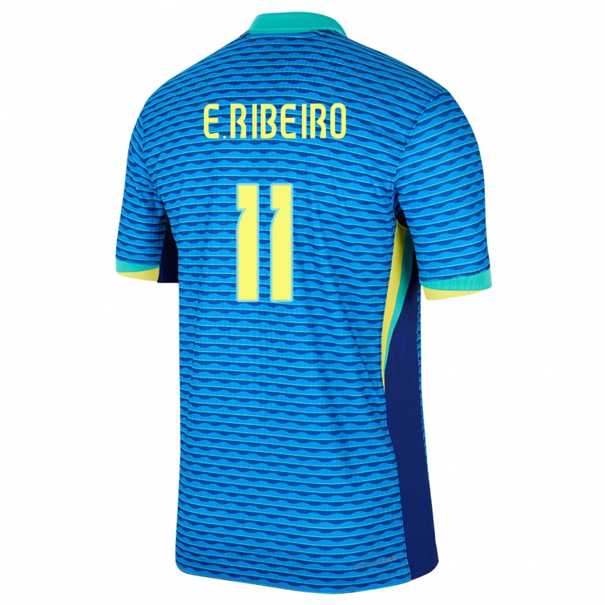 Gyermek Brazília Everton Ribeiro #11 Kék Idegenbeli Jersey 24-26 Mez Póló Ing