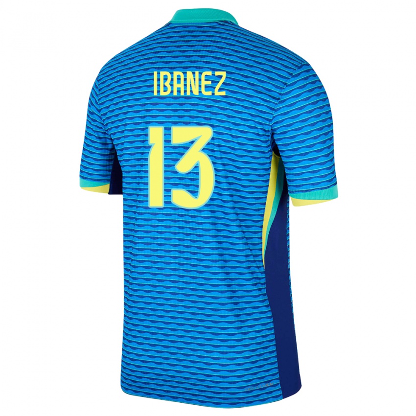 Gyermek Brazília Roger Ibanez #13 Kék Idegenbeli Jersey 24-26 Mez Póló Ing