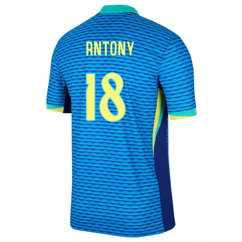 Gyermek Brazília Antony #18 Kék Idegenbeli Jersey 24-26 Mez Póló Ing