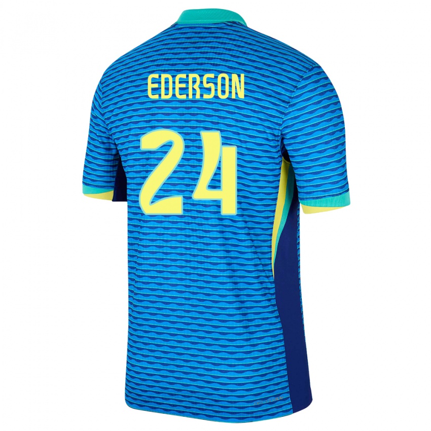 Gyermek Brazília Ederson #24 Kék Idegenbeli Jersey 24-26 Mez Póló Ing