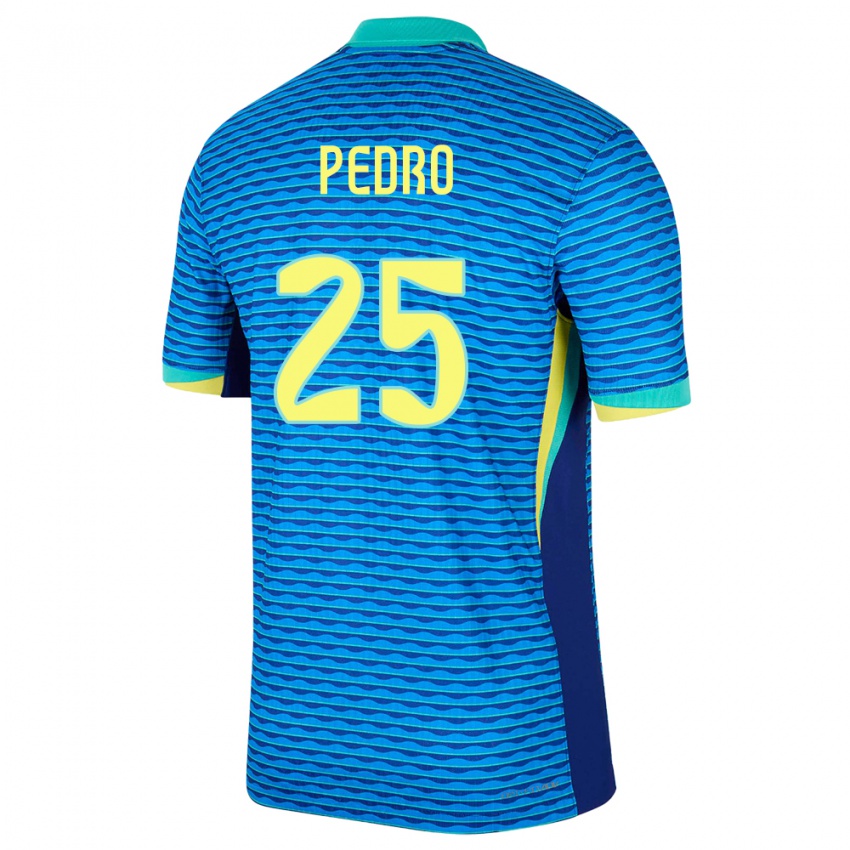 Gyermek Brazília Pedro #25 Kék Idegenbeli Jersey 24-26 Mez Póló Ing