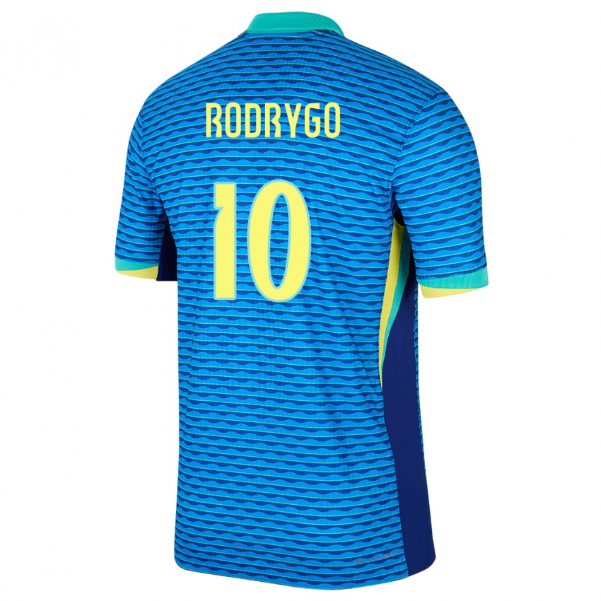 Gyermek Brazília Rodrygo #10 Kék Idegenbeli Jersey 24-26 Mez Póló Ing