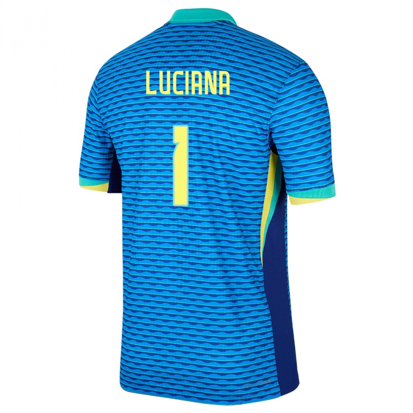 Gyermek Brazília Luciana #1 Kék Idegenbeli Jersey 24-26 Mez Póló Ing