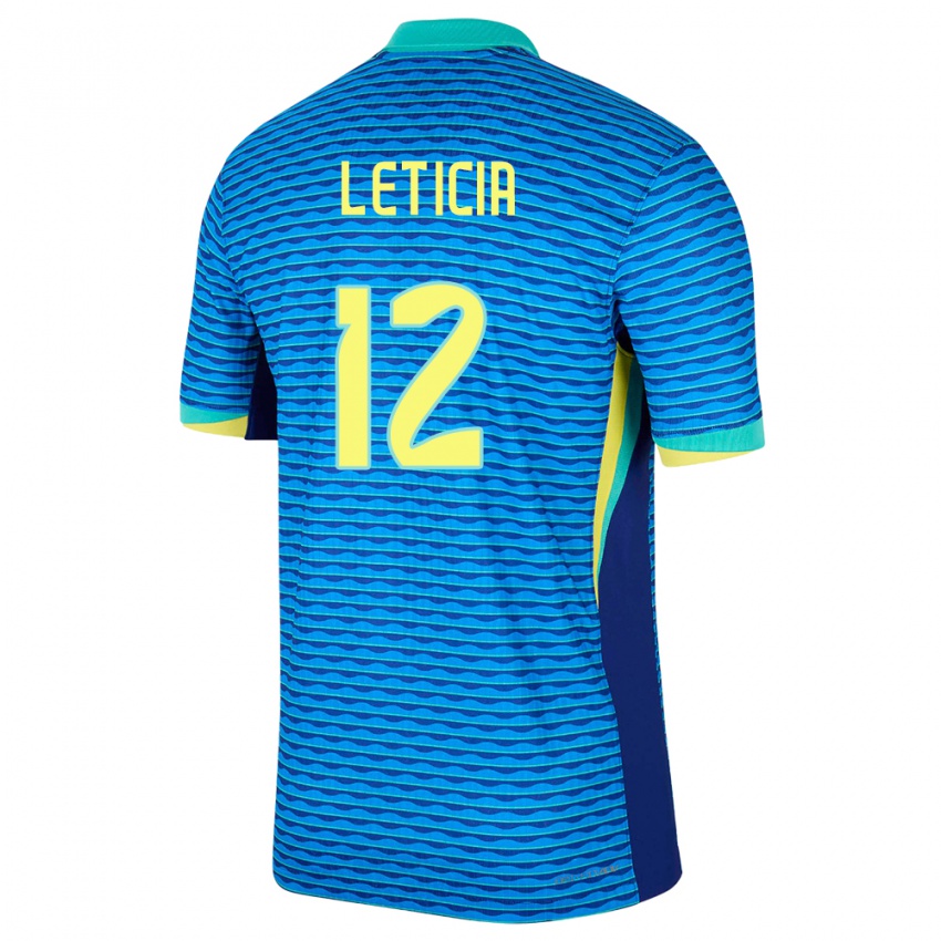 Gyermek Brazília Leticia #12 Kék Idegenbeli Jersey 24-26 Mez Póló Ing