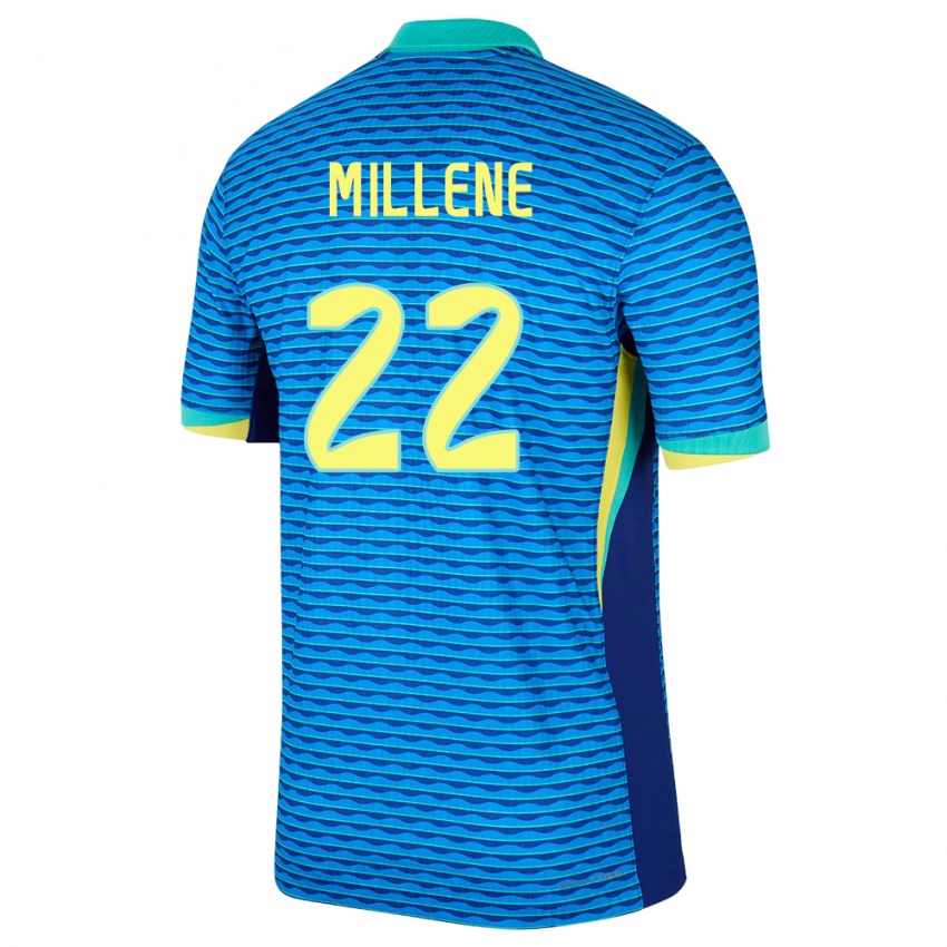 Gyermek Brazília Millene #22 Kék Idegenbeli Jersey 24-26 Mez Póló Ing