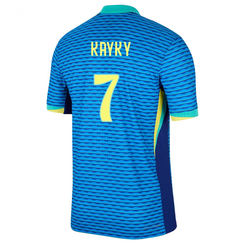 Gyermek Brazília Kayky #7 Kék Idegenbeli Jersey 24-26 Mez Póló Ing