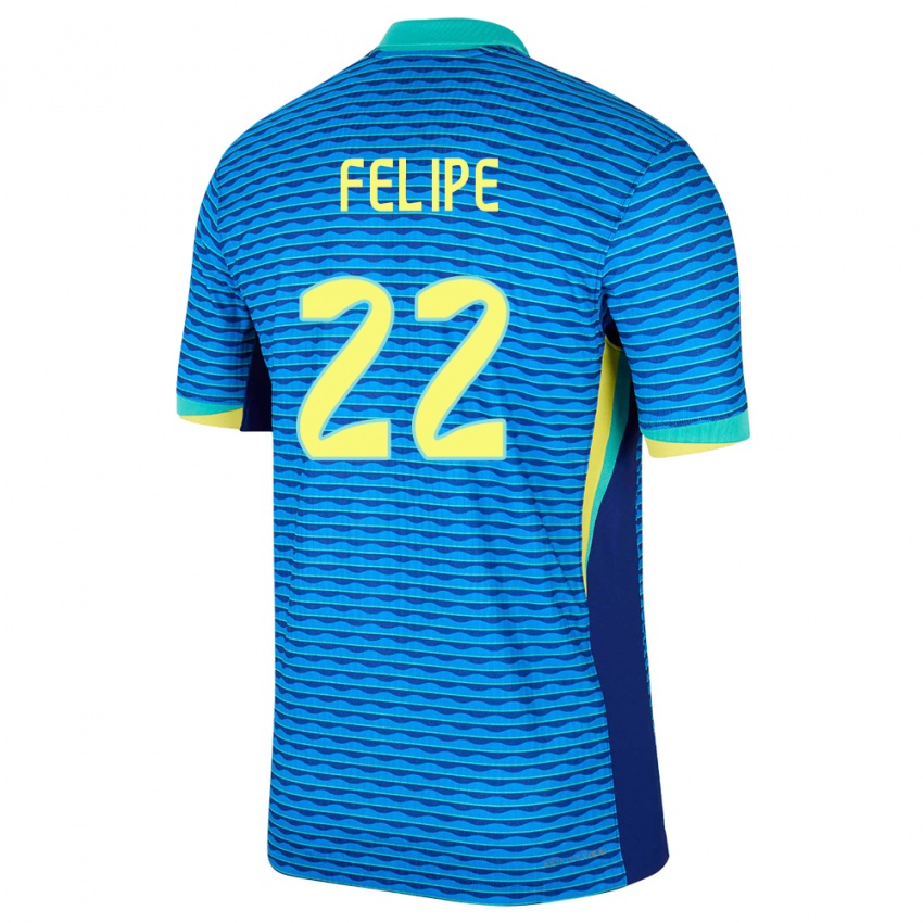 Gyermek Brazília Cayo Felipe #22 Kék Idegenbeli Jersey 24-26 Mez Póló Ing