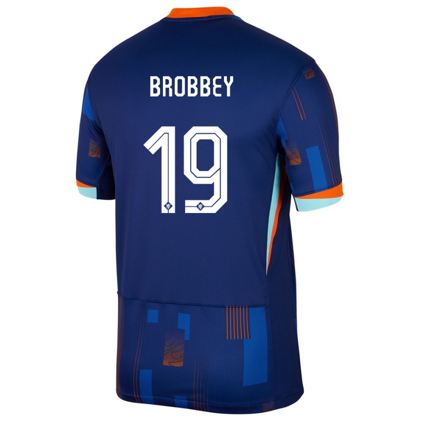 Gyermek Hollandia Brian Brobbey #19 Kék Idegenbeli Jersey 24-26 Mez Póló Ing